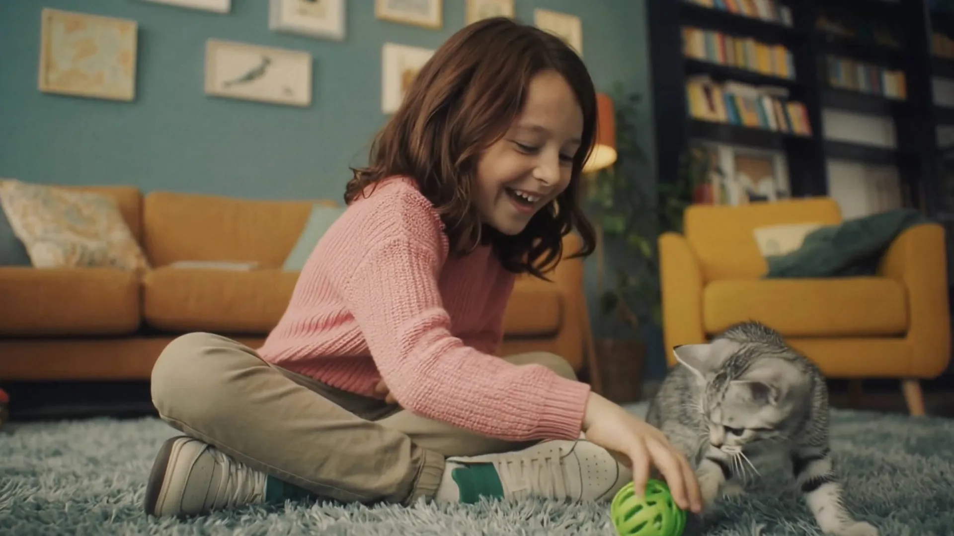 Affinity Natural Trainer, AI-generated frame: a girl playing with a cat