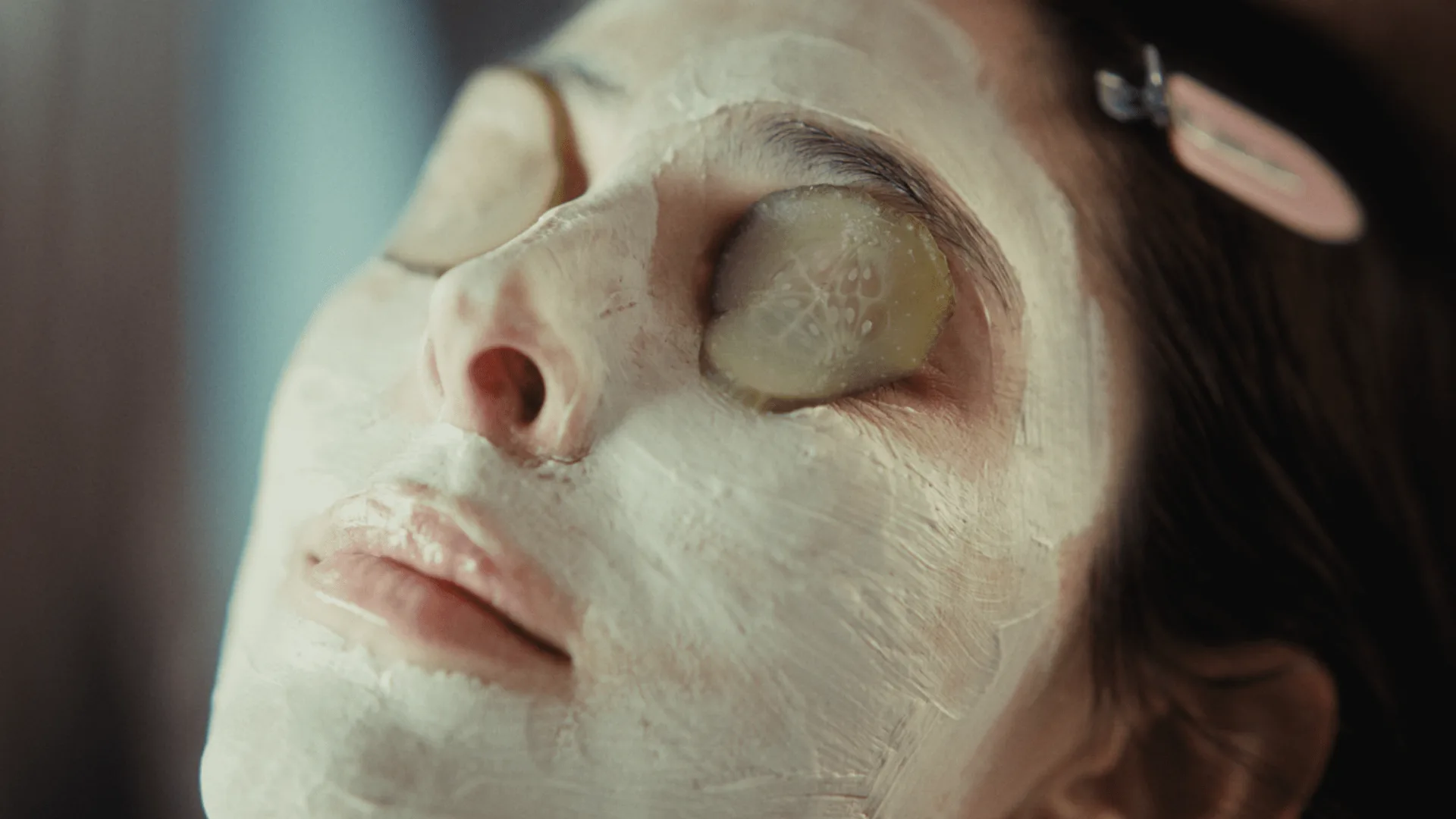 McDonald’s, frame: woman with a face mask and cucumber slices, the spa spot